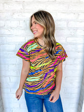 Load image into Gallery viewer, Queen Of Sparkles Neon Tiger Stripe Tee