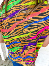 Load image into Gallery viewer, Queen Of Sparkles Neon Tiger Stripe Tee