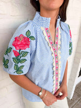 Load image into Gallery viewer, THML Hear The Good Blue Blouse