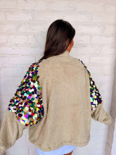 Load image into Gallery viewer, Queen Of Sparkles Ivory Multi Paulette Zip Up Fleece