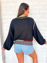 Load image into Gallery viewer, Queen Of Sparkles Black Rainbow Trim button up Cardigan