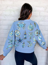Load image into Gallery viewer, Queen Of Sparkles Light Blue Shell Ornament Cardigan