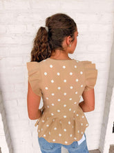 Load image into Gallery viewer, Polka Dot Power Taupe Top