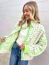 Load image into Gallery viewer, Check Your Actions Cream &amp; Green Jacket