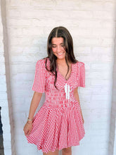 Load image into Gallery viewer, Meet You There Gingham Red Dress