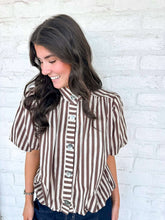 Load image into Gallery viewer, The Harper Brown Ecru Top