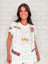 Load image into Gallery viewer, Queen Of Sparkles Licensed LSU Multi Rhinestone Scattered Logo Tee