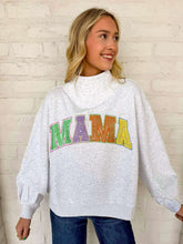 Load image into Gallery viewer, Queen Of Sparkles Grey Multi 'Mama'
Mock Neck Sweatshirt