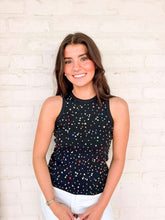 Load image into Gallery viewer, Queen Of Sparkles Black Multi Rhinestone Tank Top