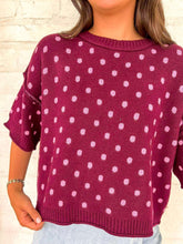Load image into Gallery viewer, The Way You Are Burgundy Polka Dot Top