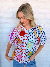 Load image into Gallery viewer, Queen Of Sparkles Color-block Polka Dot Teacher Icon Top