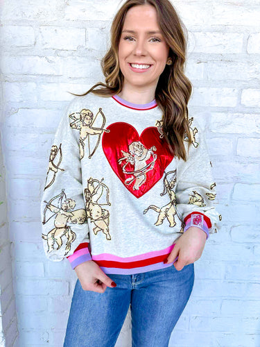 Queen Of Sparkles Vintage Cupid Sweatshirt