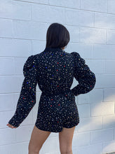 Load image into Gallery viewer, Queen Of Sparkles Black Multi Scattered Rhinestone Romper
