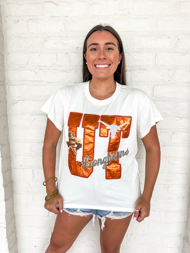 Queen Of Sparkles University of  Texas Metallic Icon Tee