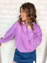 Load image into Gallery viewer, Take A Look Lavender Scuba Pullover