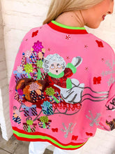 Load image into Gallery viewer, Queen Of Sparkles Hot Pink Vintage Mrs. Claus Sleigh Sweatshirt