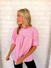 Load image into Gallery viewer, Seersucker Sweetness Pink Top