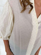 Load image into Gallery viewer, Show You Care Cream Rhinestone Top