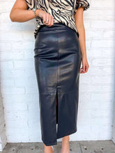 Load image into Gallery viewer, Been There Black Leather Midi Skirt