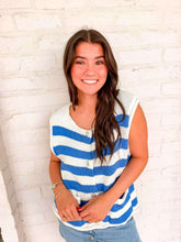Load image into Gallery viewer, Here We Go Blue Stripe Top