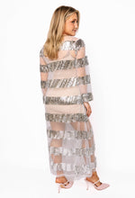 Load image into Gallery viewer, Queen Of Sparkles Sequin Sheer Stripe Long Sleeve Cover Up Dress