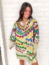 Load image into Gallery viewer, Queen Of Sparkles Gold Mega Bead Button Up Collar Dress