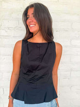 Load image into Gallery viewer, THML Peplum Pose Black Top
