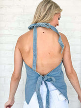 Load image into Gallery viewer, Southern Belle Light Denim Halter Vest