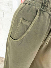 Load image into Gallery viewer, Around Town Dark Olive Terry Washed Pants