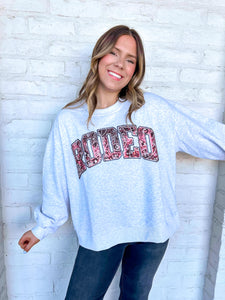 Queen Of Sparkles Grey and Red Rodeo Sweatshirt