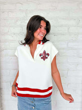 Load image into Gallery viewer, Jordan Amanda Cajuns Collar White Top