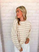 Load image into Gallery viewer, Light Up The Sky Oatmeal Stripe Top