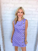 Load image into Gallery viewer, Hey Now Purple Polka Dot Romper