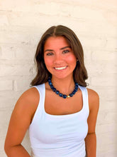 Load image into Gallery viewer, Large Dark Blue Bead Necklace