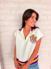 Load image into Gallery viewer, Jordan Amanda Tiger Collar White Top