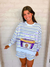Load image into Gallery viewer, Queen Of Sparkles Licensed LSU Sequin Striped Fanny Pack Sweatshirt
