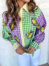 Load image into Gallery viewer, Queen Of Sparkles Gingham King Came Button Up