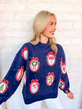 Load image into Gallery viewer, Queen Of Sparkles Navy Wallpaper Mockneck Sweatshirt