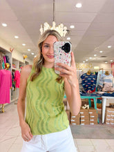 Load image into Gallery viewer, Queen Of Sparkles Green Wavy Rhinestone Tank