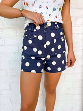 Load image into Gallery viewer, Felt That Way Navy Polka Dot Shorts