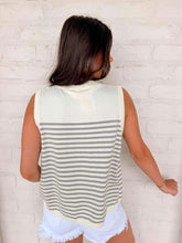 Load image into Gallery viewer, Queen Of Sparkles Licensed White &amp; Grey Striped Diet Coke Knit Tank