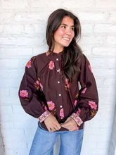 Load image into Gallery viewer, THML Florals Of Fall Brown Cuff Long Sleeve