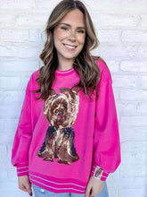 Load image into Gallery viewer, Queen Of Sparkles Hot Pink Yorkie Sweatshirt