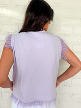 Load image into Gallery viewer, Queen Of Sparkles Lavender Oversized Tiger Feather Trim Tank