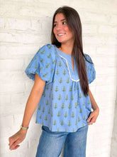 Load image into Gallery viewer, Winning The Game Denim &amp; Sage Top