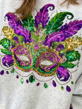 Load image into Gallery viewer, Mardi Gras Mask Sequin &amp; Jeweled Sweatshirt