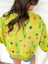 Load image into Gallery viewer, Queen Of Sparkles Lime Green Multi Skeleton Sweatshirt