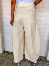 Load image into Gallery viewer, Queen Of Sparkles Ivory Denim Rhinestone Barrel Jeans