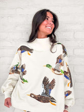 Load image into Gallery viewer, Queen Of Sparkles Flying Duck Mock Neck Sweatshirt