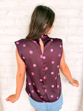 Load image into Gallery viewer, Leave Me There Plum Polka Dot Top